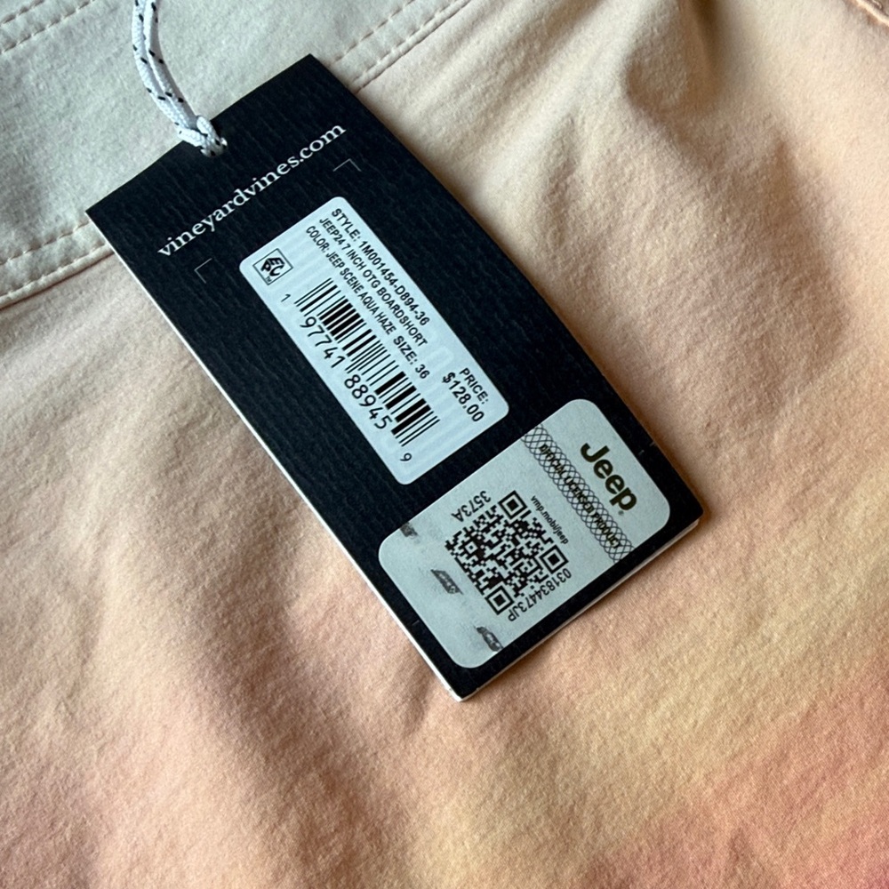 Vineyard Vines x Jeep Coral Drawstring Pastel Sunset Swim Shorts - Picture 3 of 9